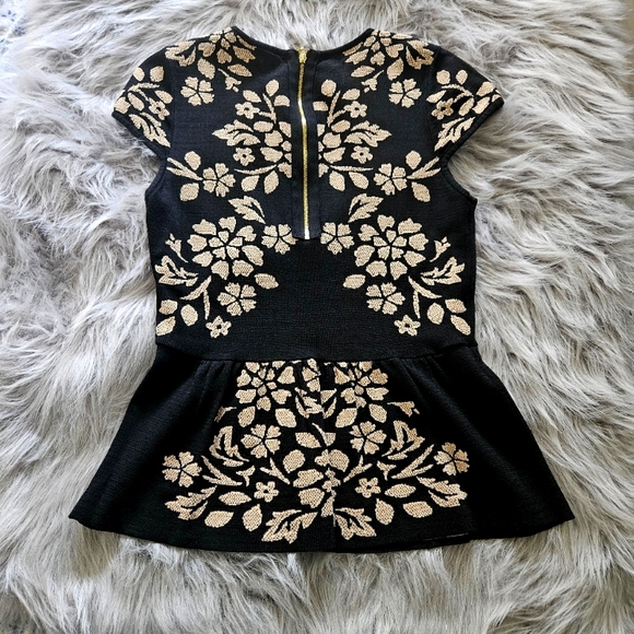 I.N.C Floral Print Short Sleeve Knit Crochet Blouse - Picture 3 of 7